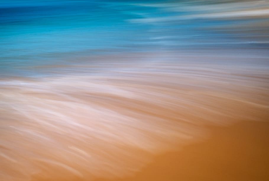 blue, white and brown painting, coastal, wave, beach, ocean HD wallpaper