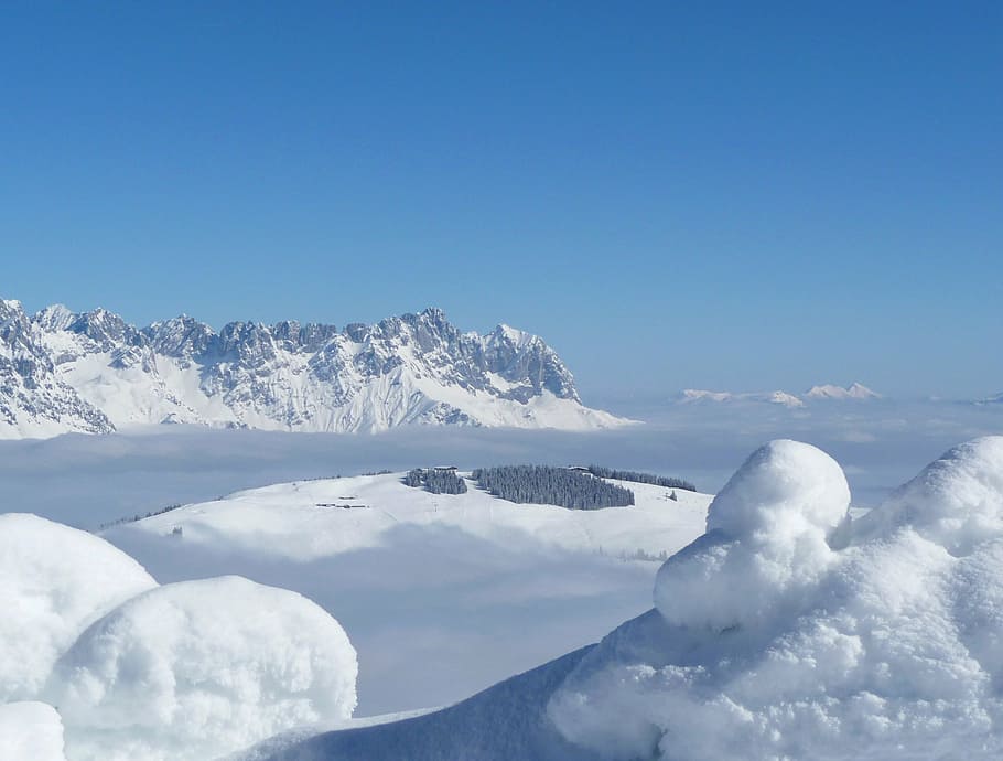 adventure, alpine, clouds, cold, daylight, frost, frosty, glacier HD wallpaper