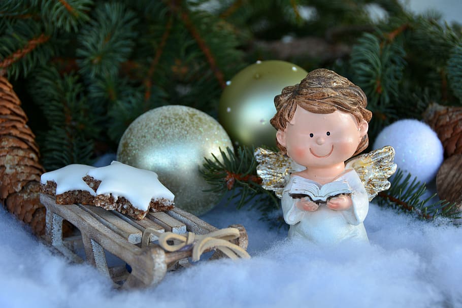 white dress Angel baubles, christmas, angel wings, decoration