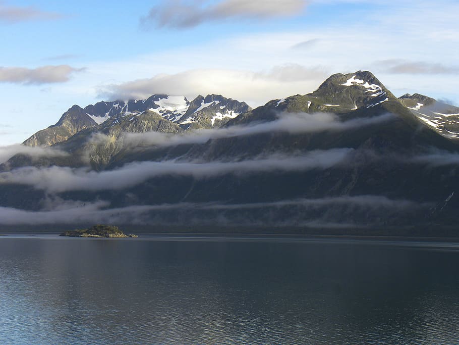 Alaska, Clouds, Mountains, National, snow, ocean, scenic, sky HD wallpaper