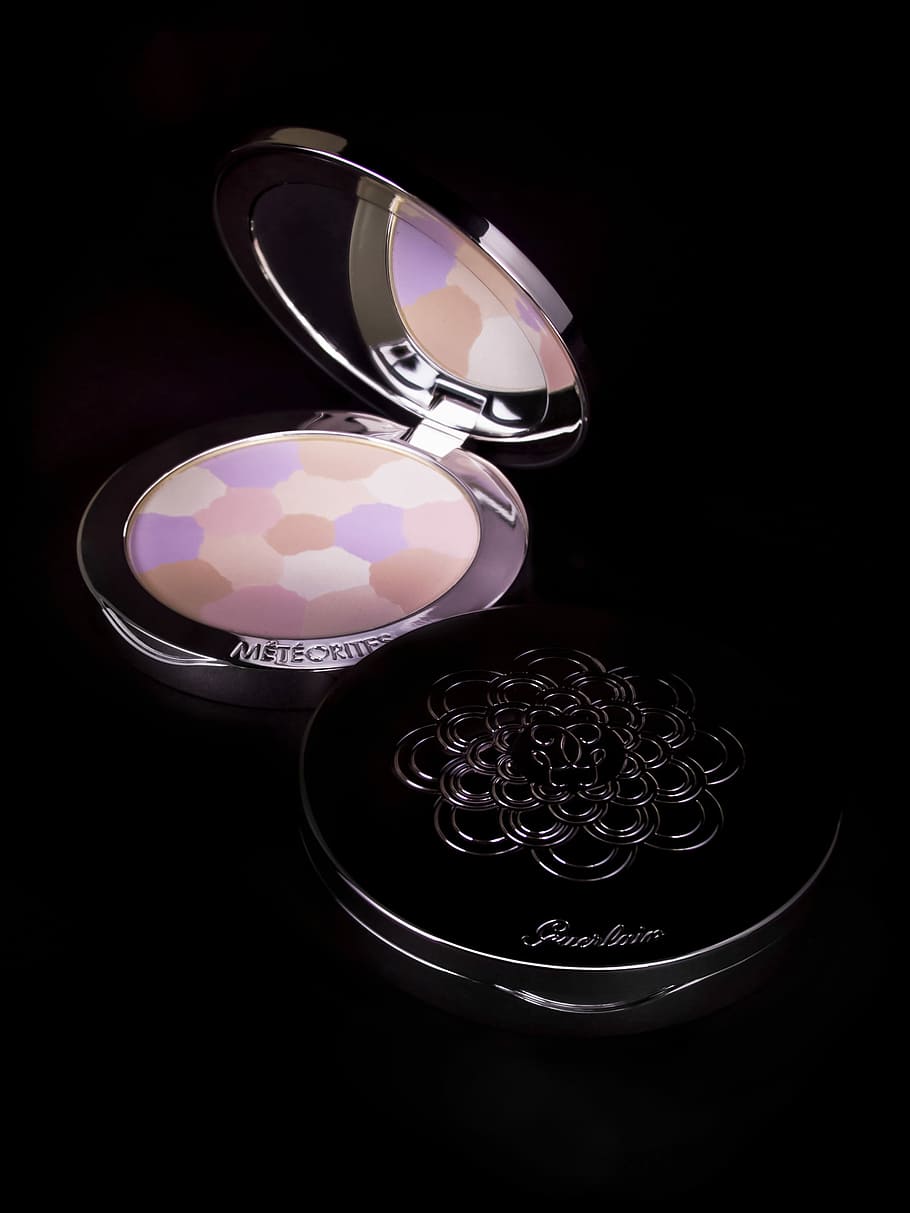 two pressed powders, opened round multicolored pressed powder HD wallpaper