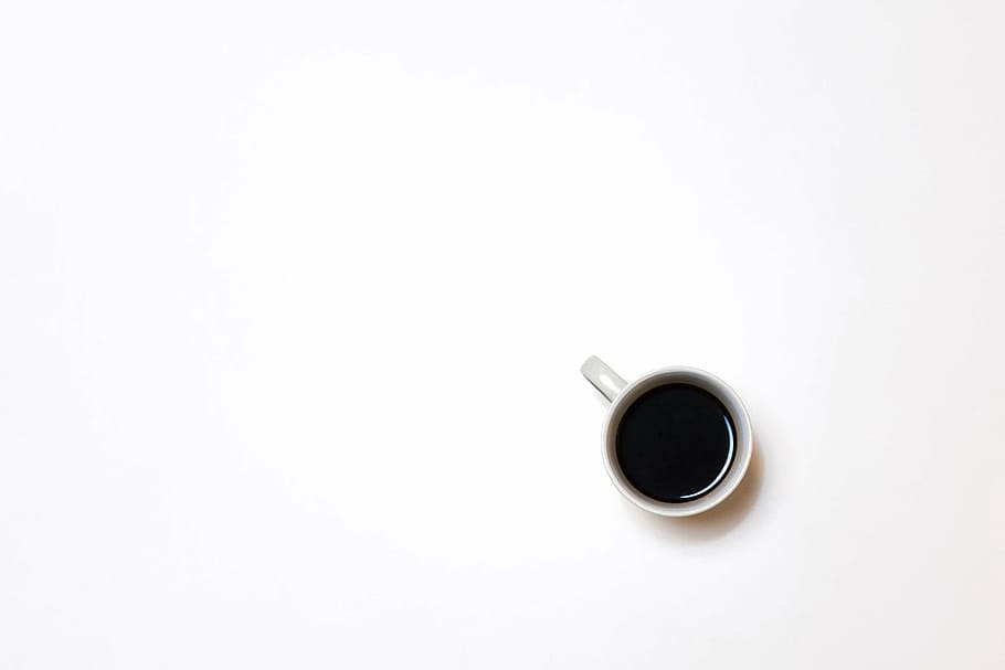 white ceramic mug, cup, black, coffee, espresso, hot, drink HD wallpaper