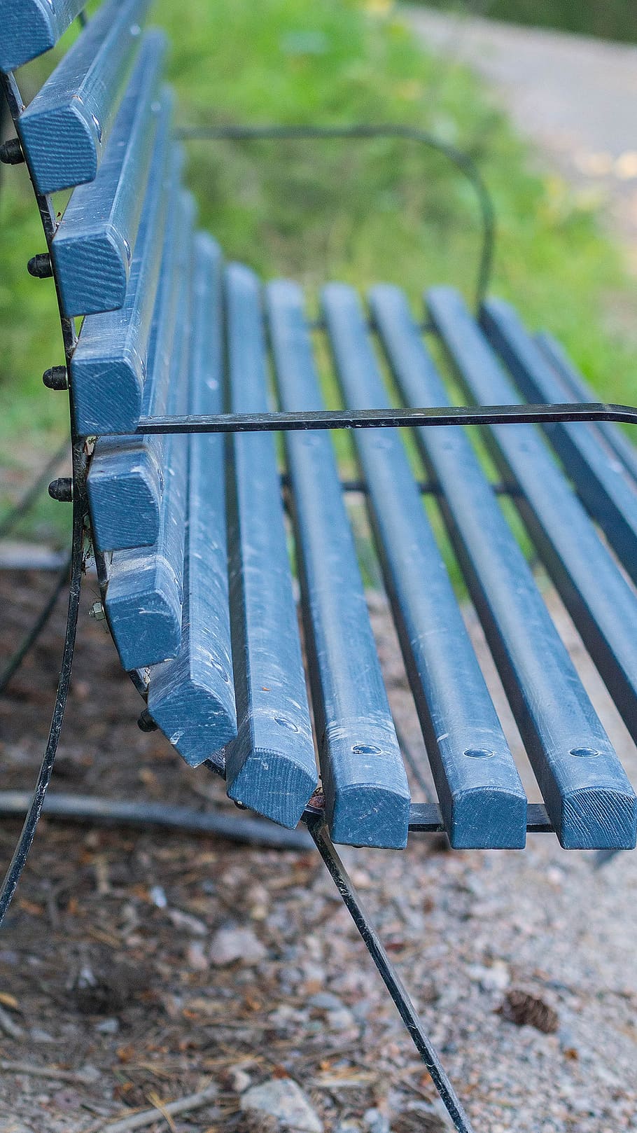 bench, blue, outdoor, summer, sit, relax, park, scene, wood HD wallpaper
