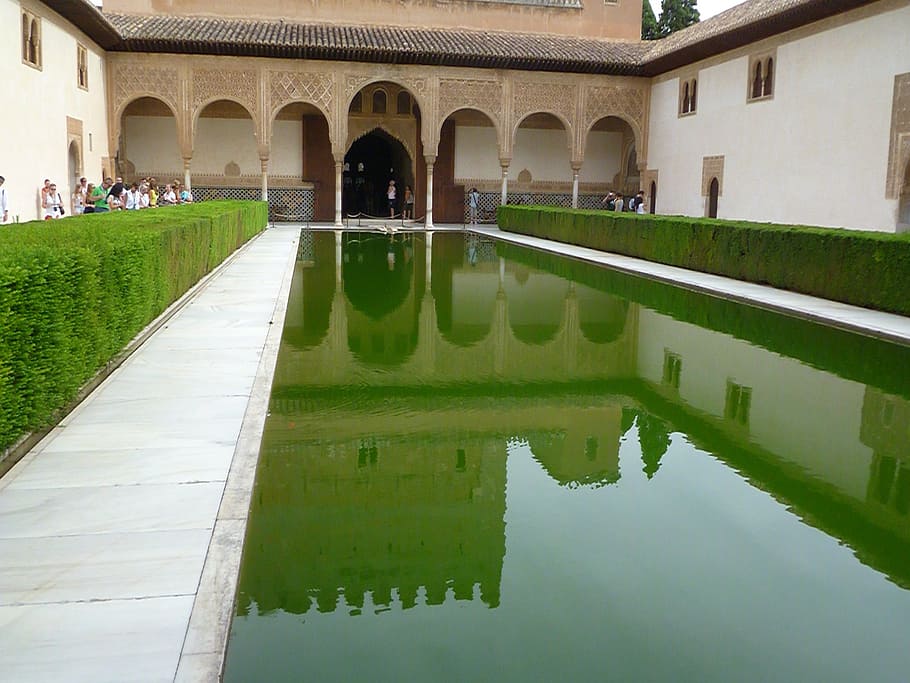 alhambra, andalusia, spain, architecture, reflection, built structure HD wallpaper