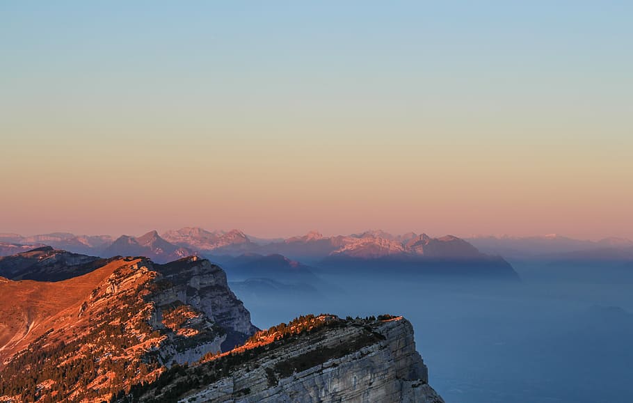 bird's eye view of mountain, bird's eye view of mountains during daytime HD wallpaper