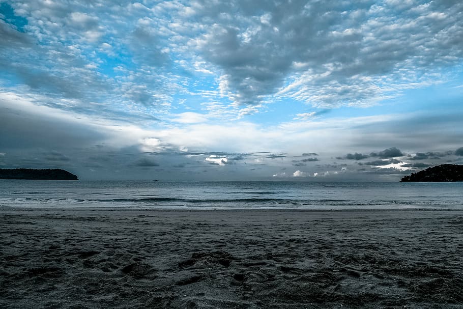 beach, cloud, clouds, dawn, evening, landscape, nature, ocean HD wallpaper