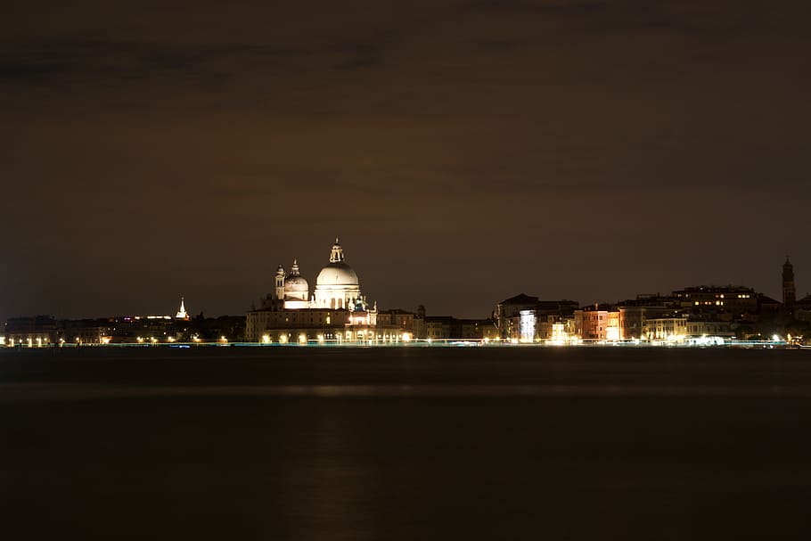night, venice, romantic, light, without tourists, italy, water HD wallpaper