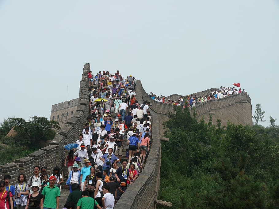 Great, Wall, China, People, Tourists, large group of people