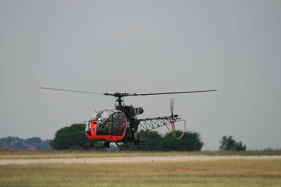 alouette ll helicopter, rotor, airborne, low, airfield, grass, HD wallpaper