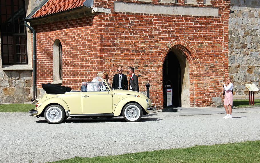 Wedding, Simrishamn, Vw, Convertible, car, transportation, mode of transport HD wallpaper