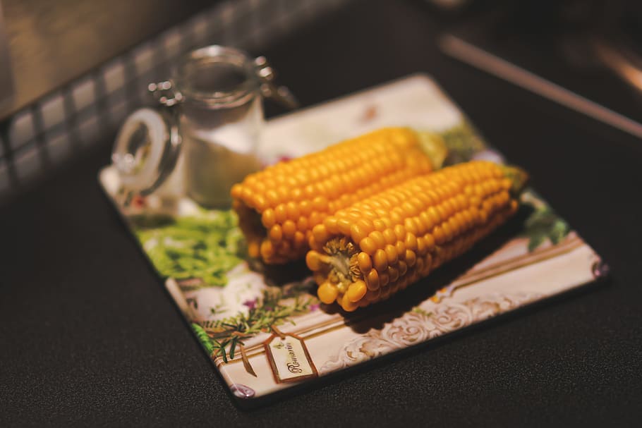 Boiled corn, container, cutlery, dairy product, drink, flatware HD wallpaper