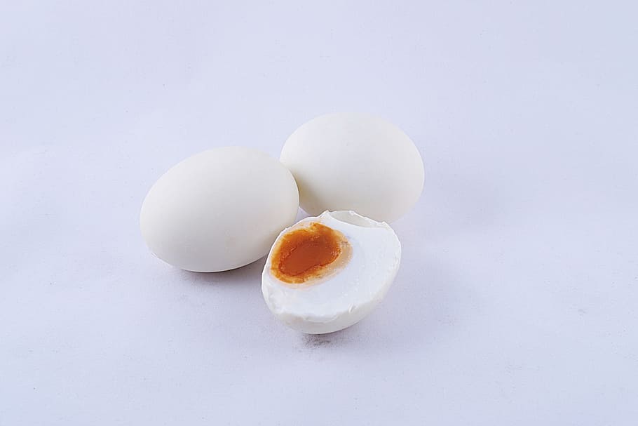 egg, salted, duck, background, white, breakfast, isolated, food