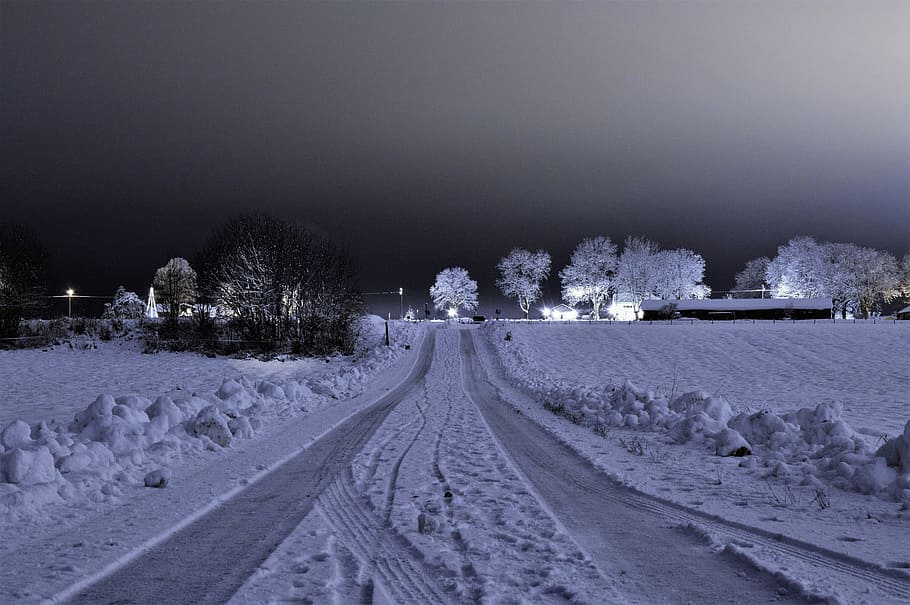 snow-covered road, winter, cold, ice, frost, no person, weather HD wallpaper