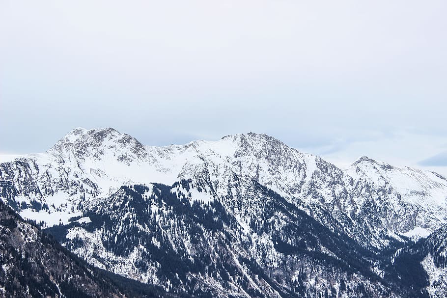 mountain covered by snow at daytime, mountain peak covered by snow during daytime HD wallpaper