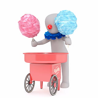 clown holding cotton candies illustration, males, 3d model HD wallpaper