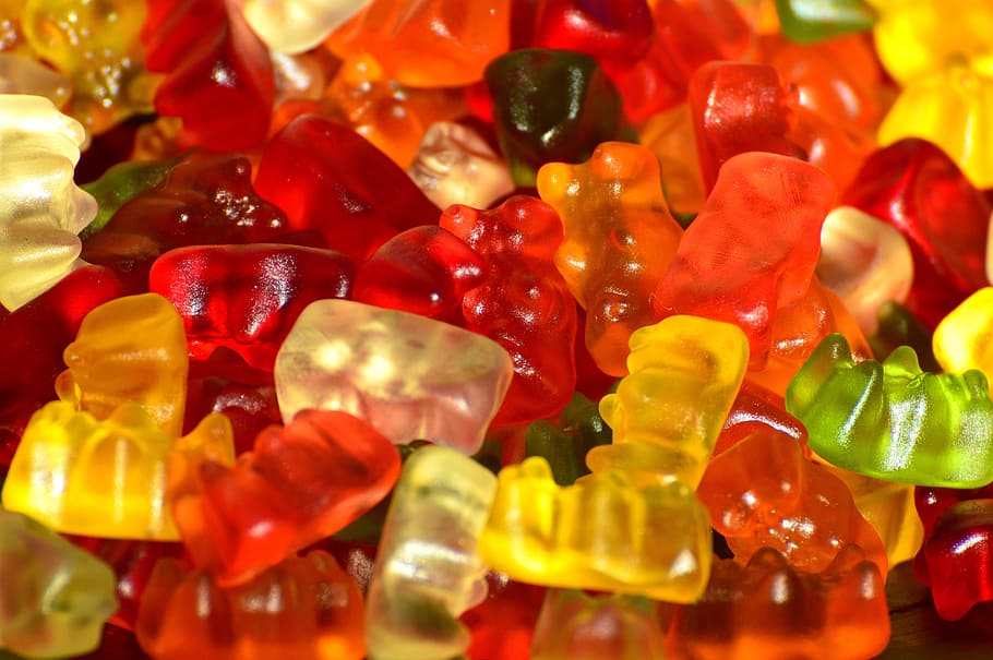 assorted-color gummy bears, gummibärchen, colorful, candy, nibble, HD wallpaper
