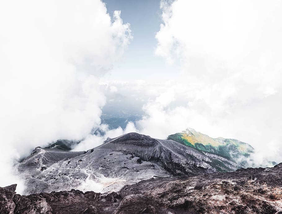 mountain, deforestation, clouds, sky, cloud - sky, scenics - nature HD wallpaper