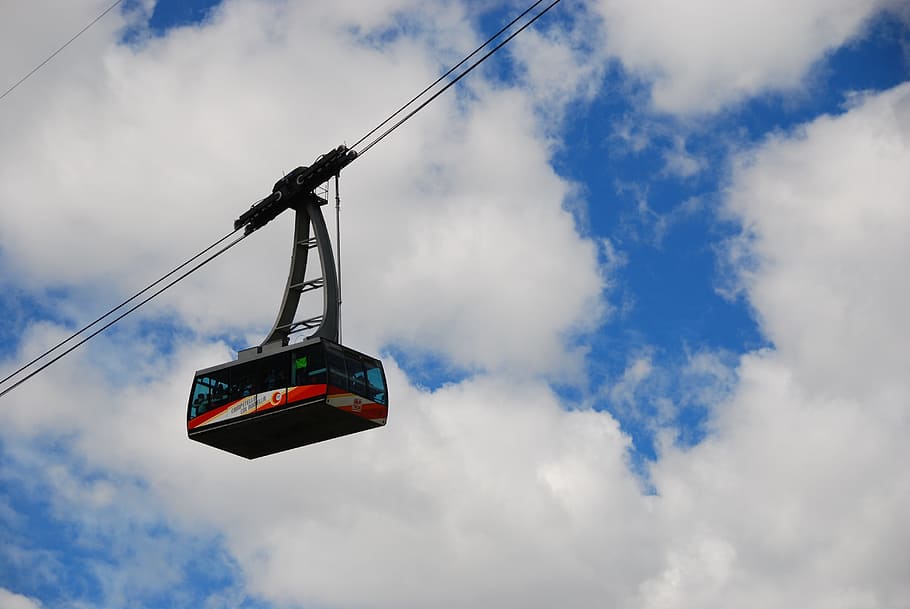 cable car, mountain, sky, clouds, blue, dolomites, cloud - sky HD wallpaper