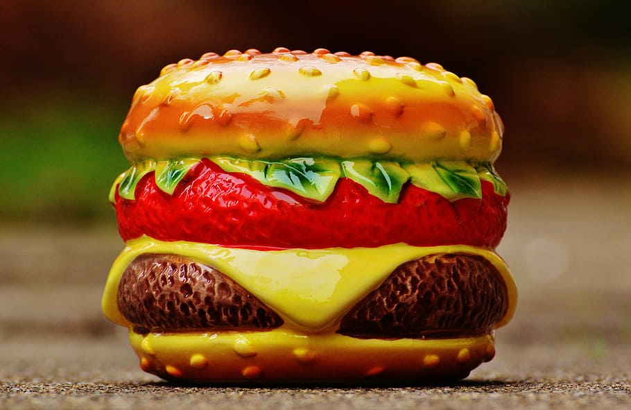 hamburger, cheeseburger, delicious, ceramic, funny, pottery HD wallpaper