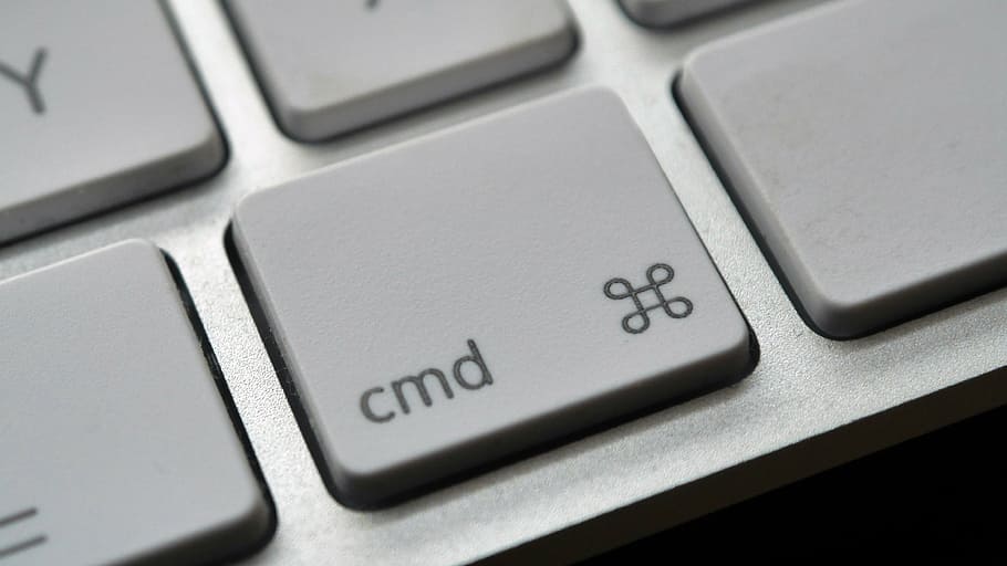close-up photo of keyboard cmd keystroke, computer, logo, apple