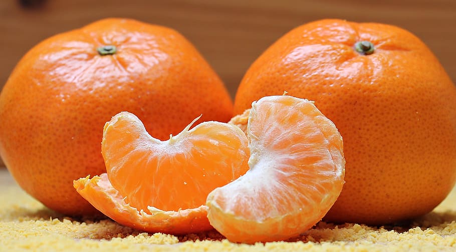 two orange fruits, tangerines, citrus, clementines, citrus fruit, HD wallpaper