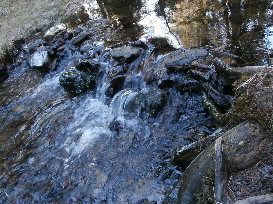stream, water, running water, motion, rock, beauty in nature HD wallpaper