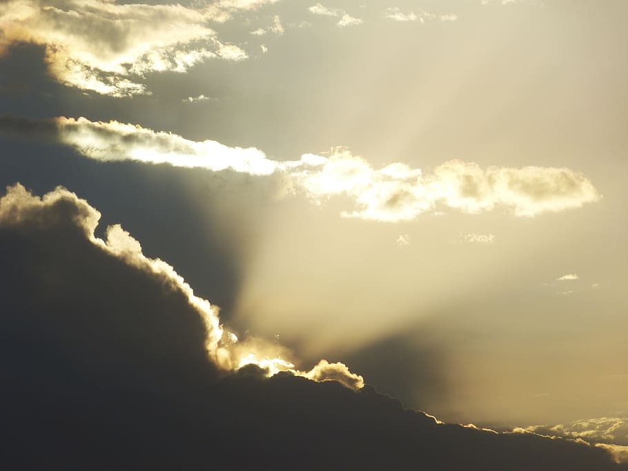 sun, rays, clouds, sky, sunrise, cloud - sky, beauty in nature HD wallpaper