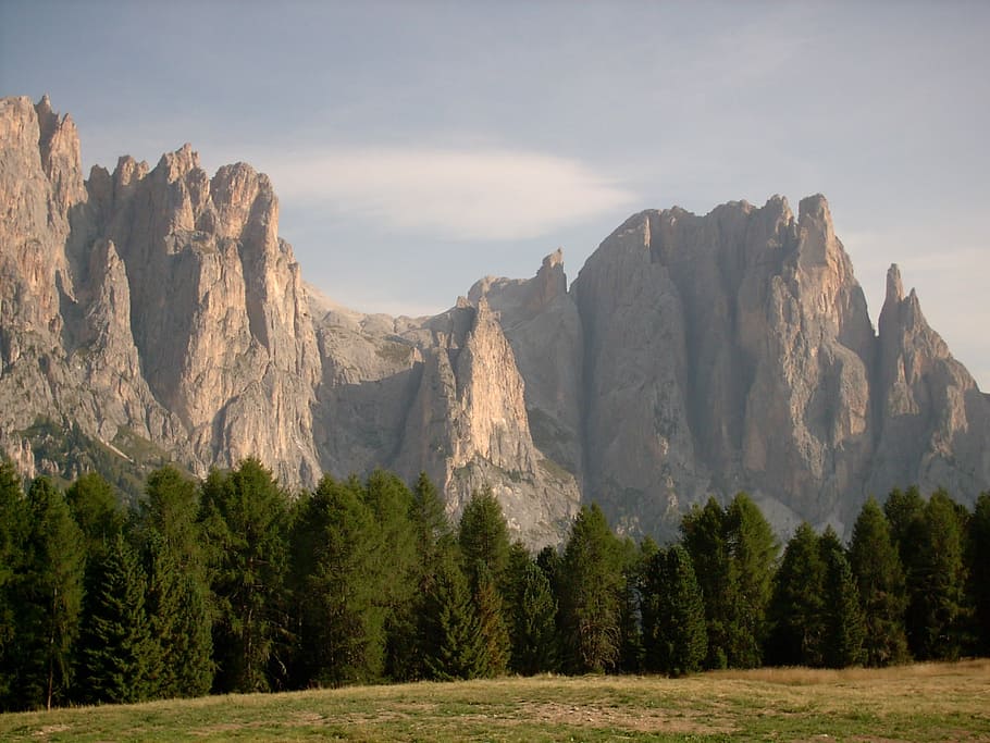 dolomites, summer, mountains, alpine, rock walls, drop offs HD wallpaper