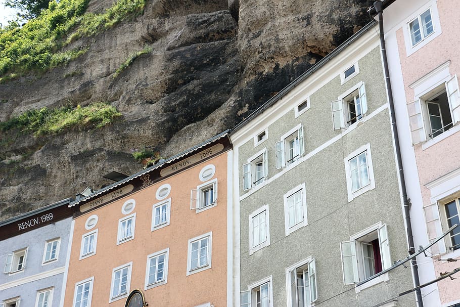 House, Facade, Window, Austria, Salzburg, wall, mountain, holiday HD wallpaper