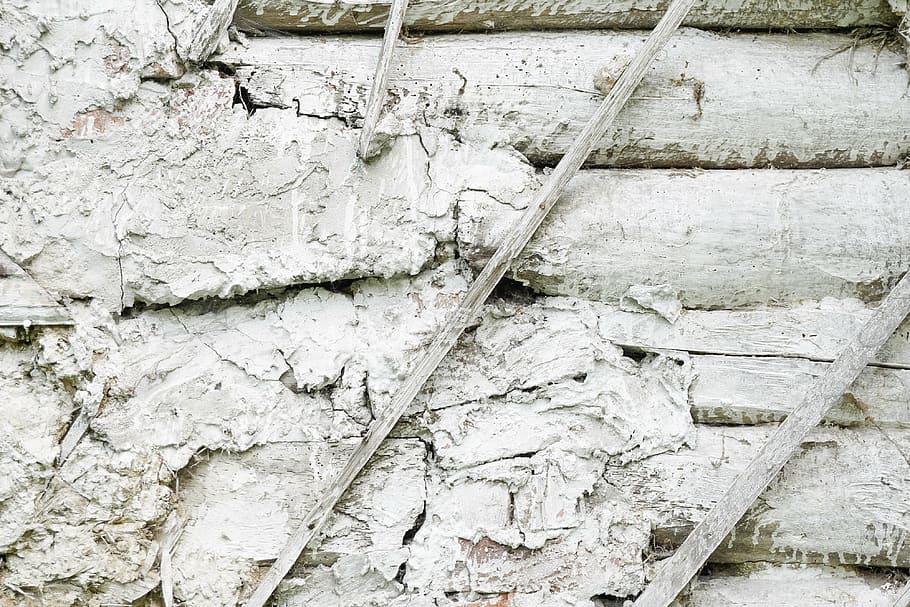 the background, texture, wall, old plaster, wooden beams, white HD wallpaper