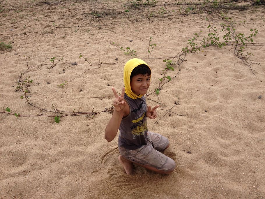 kid, boy, natural, sand, reproduction, beach, childhood, one person HD wallpaper