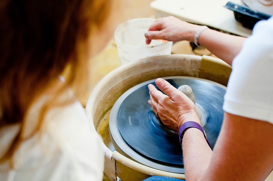 Made from clay, person molding vase, hand, handmade, pottery HD wallpaper