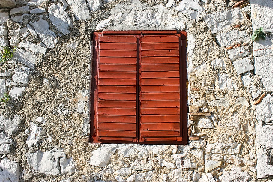 window, shutters, window bars, closed, wooden windows, old HD wallpaper