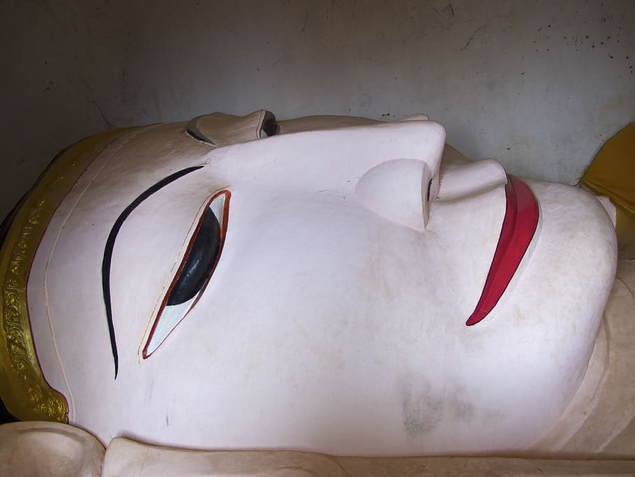 buddha, face, statue, religion, buddhism, indoors, white color HD wallpaper