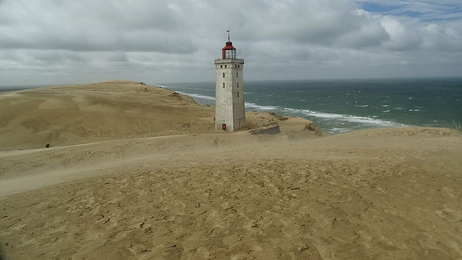 denmark, rudbjerg knude, lighthouse, north sea, guidance, beach, HD wallpaper