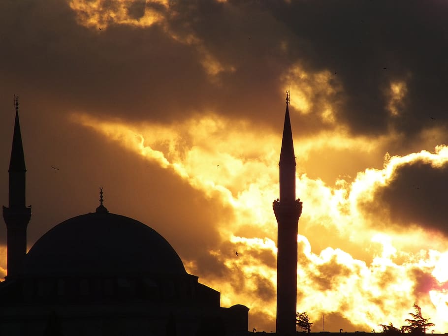 Cami, Sky, black, gunbatimi, the minarets, city ​​center, HD wallpaper