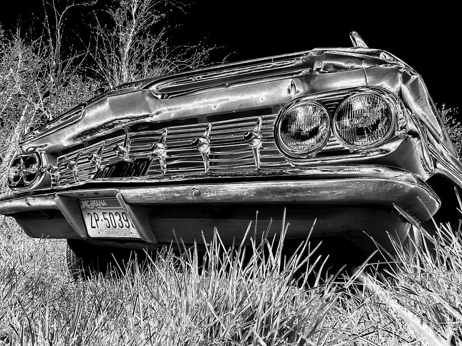 oldtimer, front, black and white, classic, car, automobile HD wallpaper