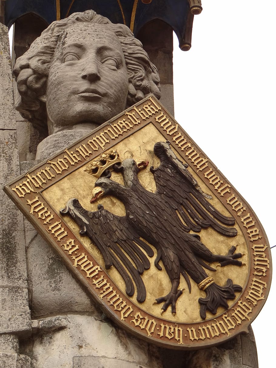 bremen, roland, statue, landmark, coat of arms, representation, HD wallpaper