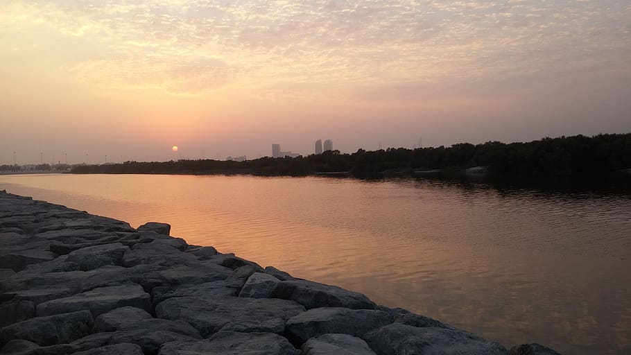sunset, sea-side, dusk, sky, water, rock, scenics - nature HD wallpaper