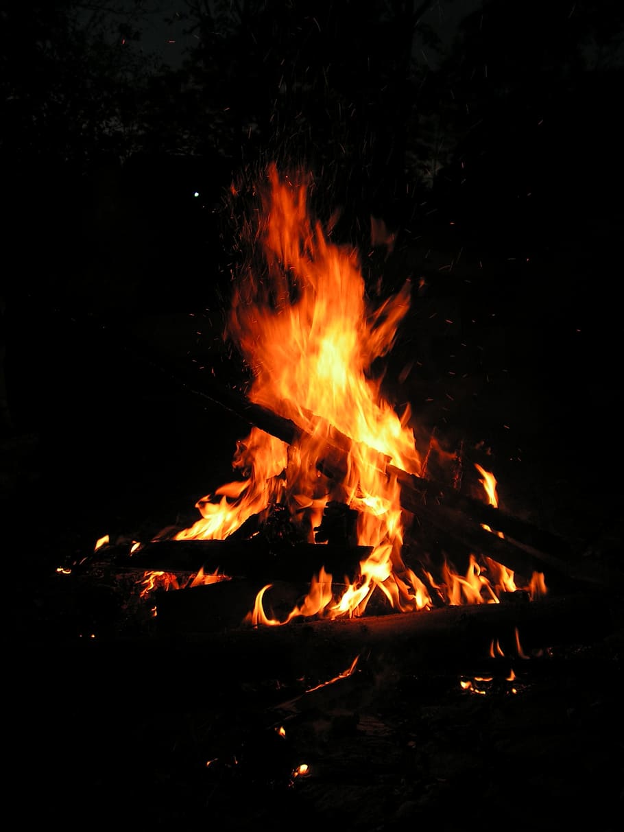 fire, flames, burning, wood, red yellow, fire - Natural Phenomenon HD wallpaper