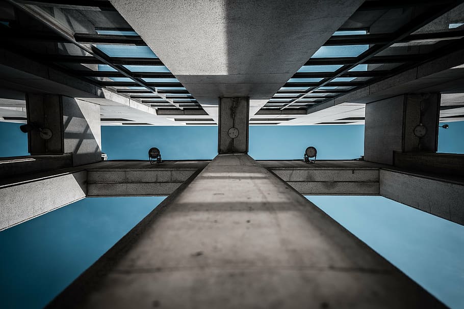 bottom-view photo of gray building, architecture, infrastructure HD wallpaper