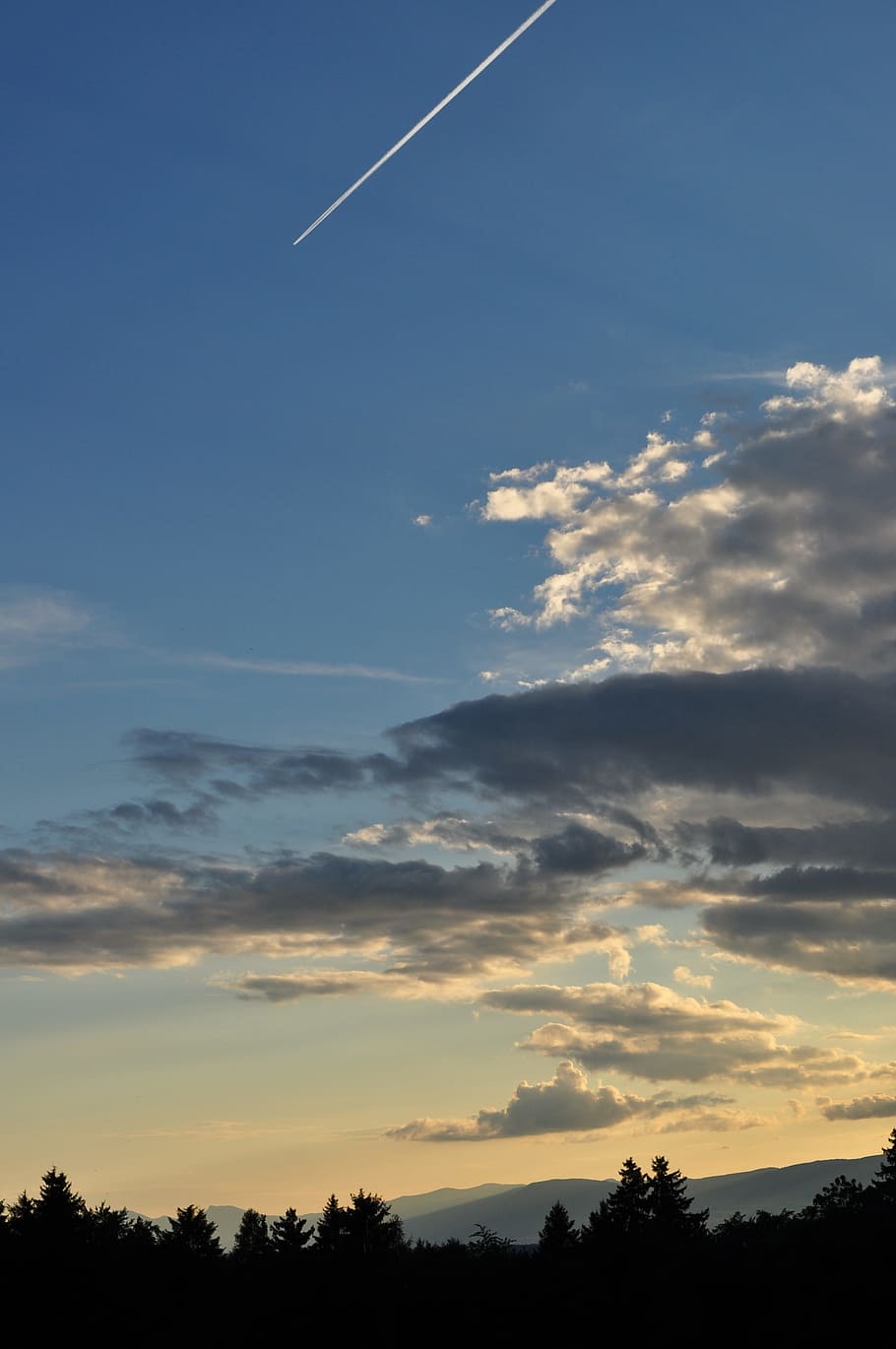 aircraft, line flyer, sky, evening, dusk, flat, show, cloud - sky HD wallpaper