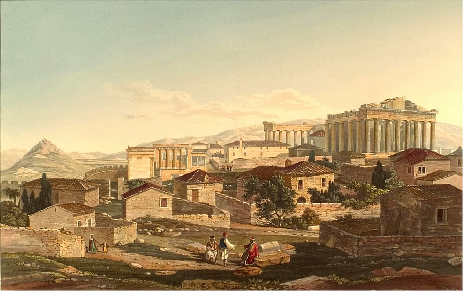 Parthenon Photo Greece Houses, Ancient Greek Landscape Paintings