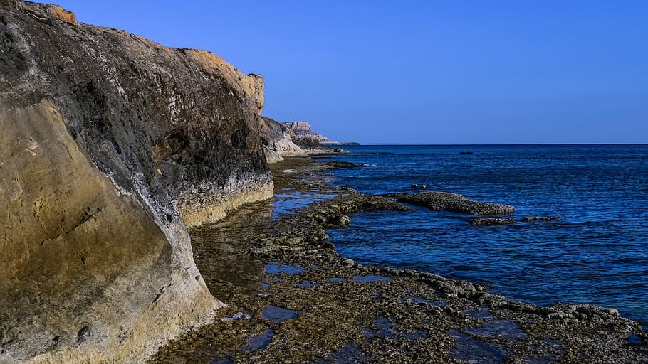 cyprus, cavo greko, coast, cliff, coastline, landscape, nature HD wallpaper