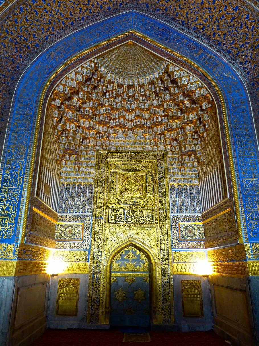 medrese, tillakori medrese, tillya kori, mosque, gilded, gold covered samrakand, HD wallpaper
