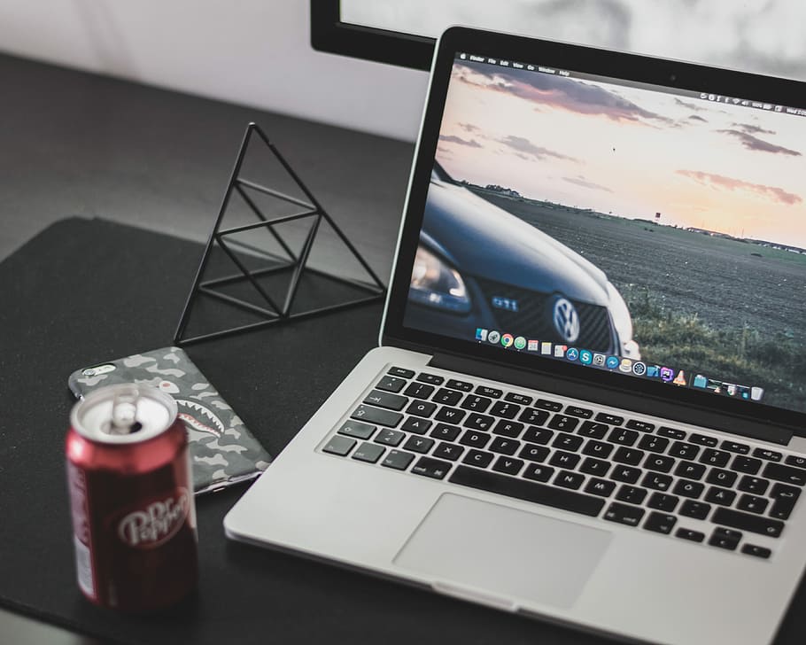silver MacBook Pro turn on, laptop, computer, screen, monitor HD wallpaper