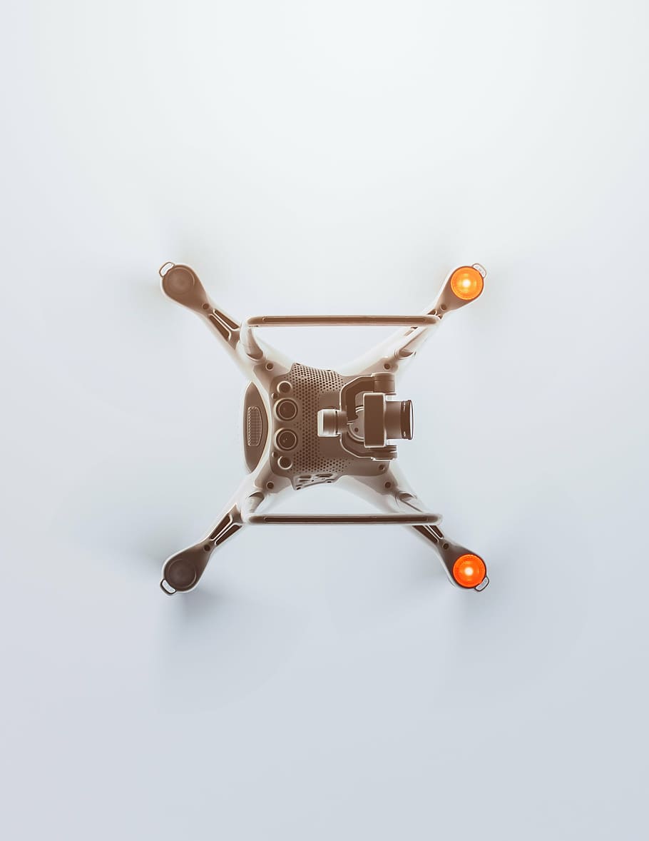 close-up photo of gray and white quadcopter, drone, camera HD wallpaper