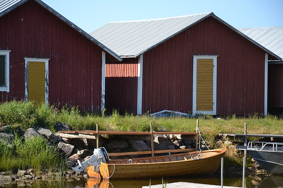 nature, summer, seaside, water, fishing village, finland, boat, HD wallpaper