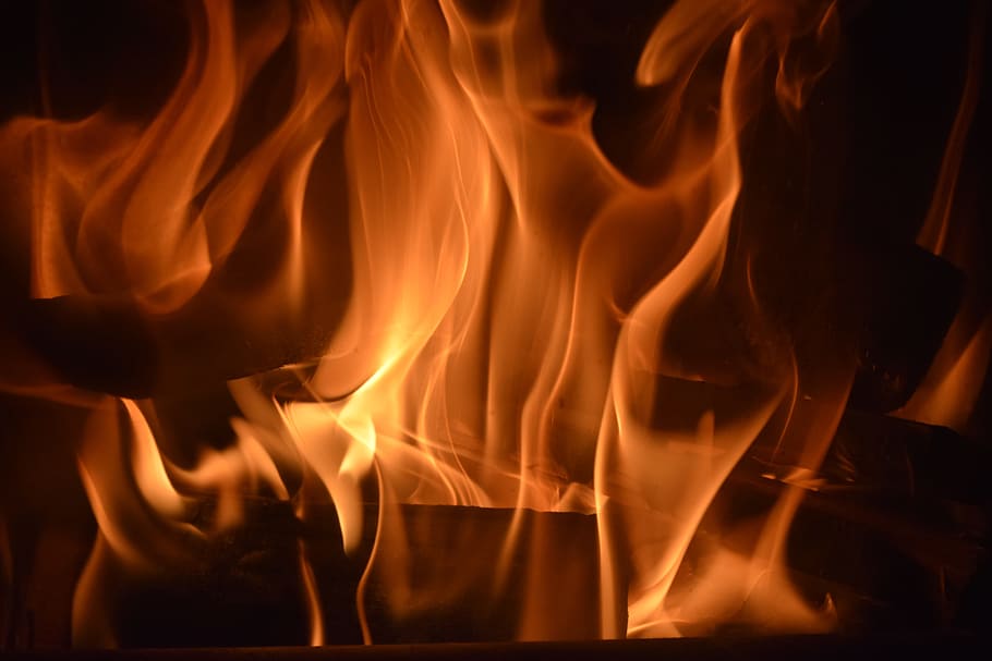 bonfire on black background, Climate Change, Energy, Flame HD wallpaper