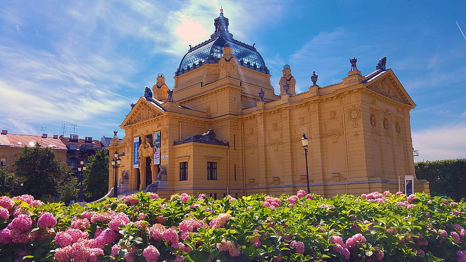 city, sky, art, flowers, administration, ancient, architecture HD wallpaper
